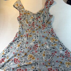 City Triangles Floral Dress with Blue and Yellow Accents XL
